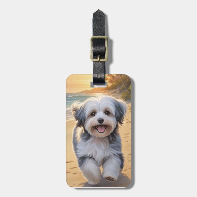 Étiquette À Bagage Étiquette de bagage pour chien Havanese (Devant Vertical)