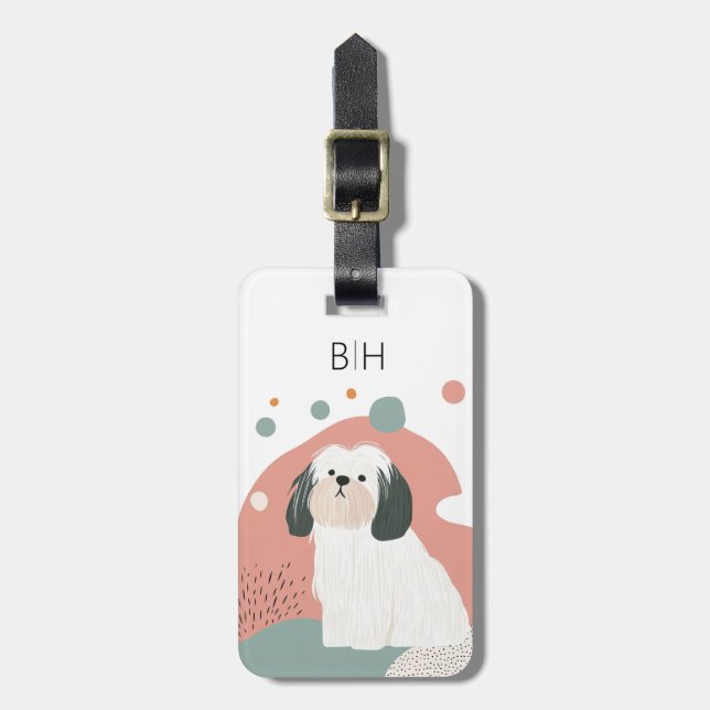 Étiquette À Bagage Étiquette de bagage pour chien Lhasa Apso (Devant Vertical)