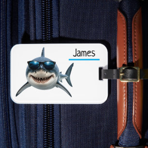 Étiquette À Bagage Étiquette de bagage requin cool personnalisée avec