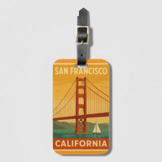 Étiquette À Bagage Étiquette de bagage Rétro Golden Gate Bridge – San