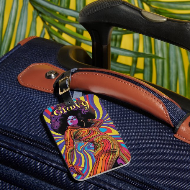 Étiquette À Bagage Étiquette de bagage rétro groovy (Insitu Rectoal 1)