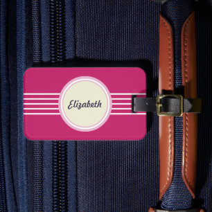 Étiquette À Bagage Étiquette de bagage rose personnalisée rétro