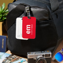 Étiquette de bagage rouge minimaliste moderne avec
