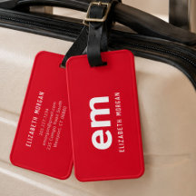 Étiquette de bagage rouge moderne minimale avec mo