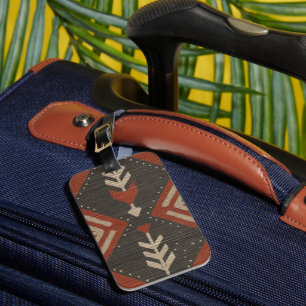 Étiquette À Bagage Étiquette de bagage rustique boho impression terra