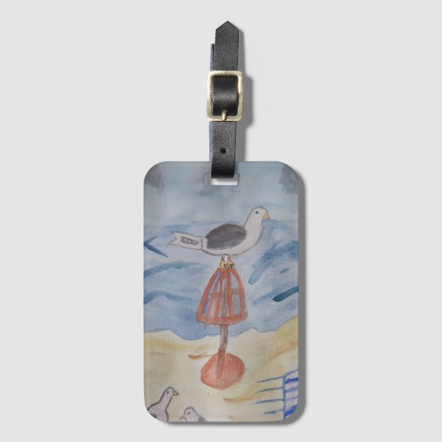 Étiquette À Bagage Étiquette de bagage Seagulles de plage (Devant Vertical)