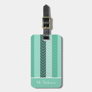 Étiquette À Bagage Étiquette de bagage tendance verte menthe et chevr