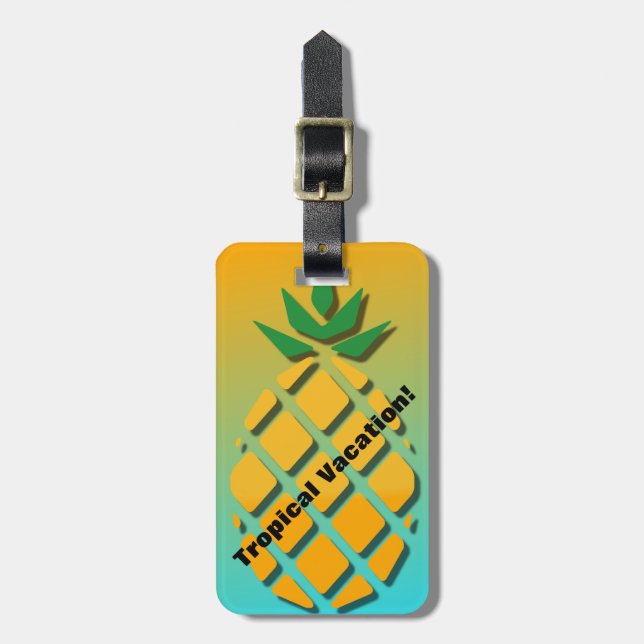 Étiquette À Bagage Étiquette de Bagage Tropical Été Ananas (Devant Vertical)