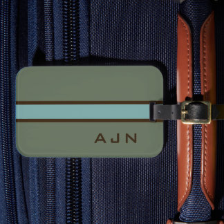 Étiquette À Bagage Étiquette de bagage verte poussiéreuse avec monogr