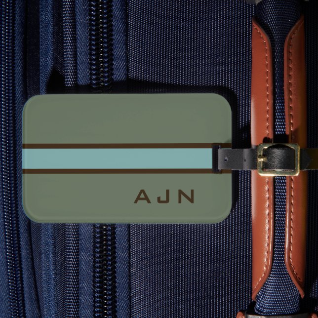Étiquette À Bagage Étiquette de bagage verte poussiéreuse avec monogr (Insitu Rectoal 4)