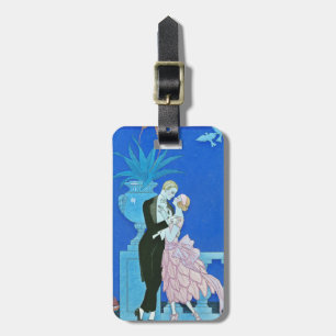 Étiquette À Bagage Étiquette de minuit de bagage d'art déco de baiser