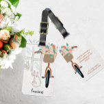 Étiquette À Bagage Étiquette de transport de bagages pour chats migno<br><div class="desc">Une adorable étiquette de bagage personnalisée pour les passionnés de voyage. Avec un mignon café de style parisien illustré à la main,  vélo à fleurs et chat,  ces étiquettes de bagages sont amusantes et féminines.</div>