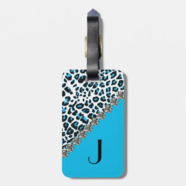 Étiquette À Bagage Étiquette décorée d'un monogramme de bagage (Dos Vertical)