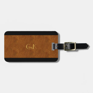 Étiquette À Bagage Étiquette en cuir Monogramme en or Affaires Bagage