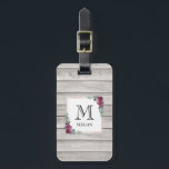 Étiquette À Bagage Étiquette florale en bois légère rustique<br><div class="desc">Une étiquette mignonne de bagage le facilitent pour repérer votre sac ! Ceci est particulièrement conçu pour les filles élégantes.</div>