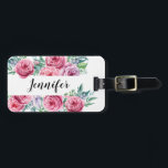 Étiquette À Bagage Étiquette florale Girly de monogramme de bagage<br><div class="desc">Il sera facile repérer votre sac avec cette étiquette élégante de bagage.  Personnalisez-le avec vos informations de contact.</div>