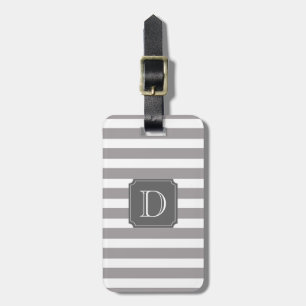 Étiquette À Bagage Étiquette grise et blanche de bagage de monogramme