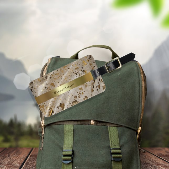 Étiquette À Bagage Étiquette métallique Faux Motif en cuir Acid Wash  (Créateur téléchargé)