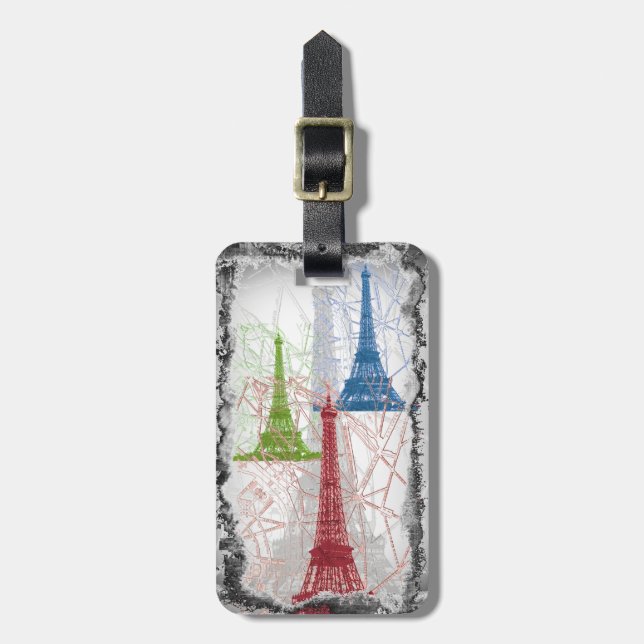 Étiquette À Bagage Étiquette minable de bagage de Tour Eiffel de (Devant Vertical)