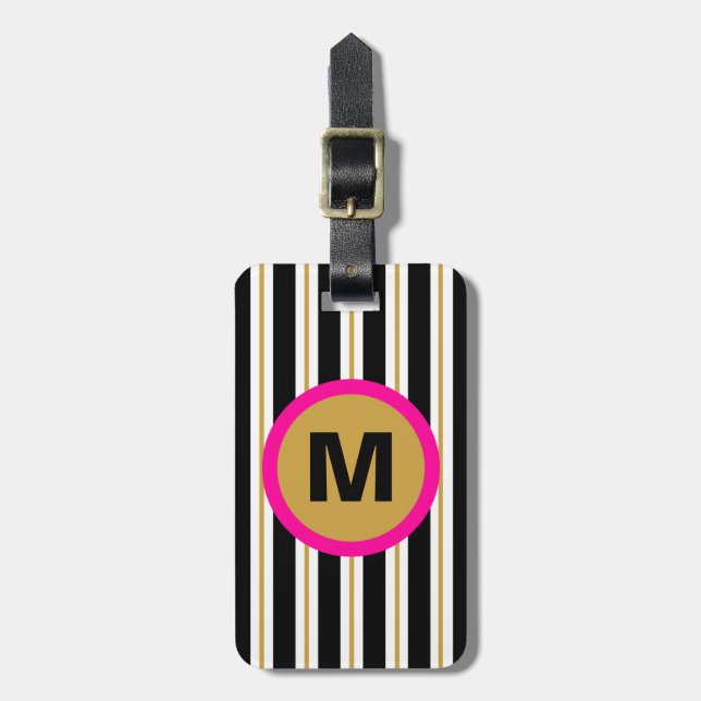 Étiquette À Bagage Étiquette moderne de bagage de monogramme de (Devant Vertical)
