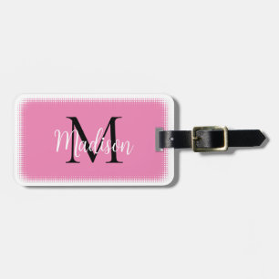 Étiquette À Bagage Étiquette Monogramme Nom personnalisé initial Pink