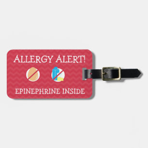 Étiquette À Bagage Étiquette multiple d'alerte d'allergie alimentaire