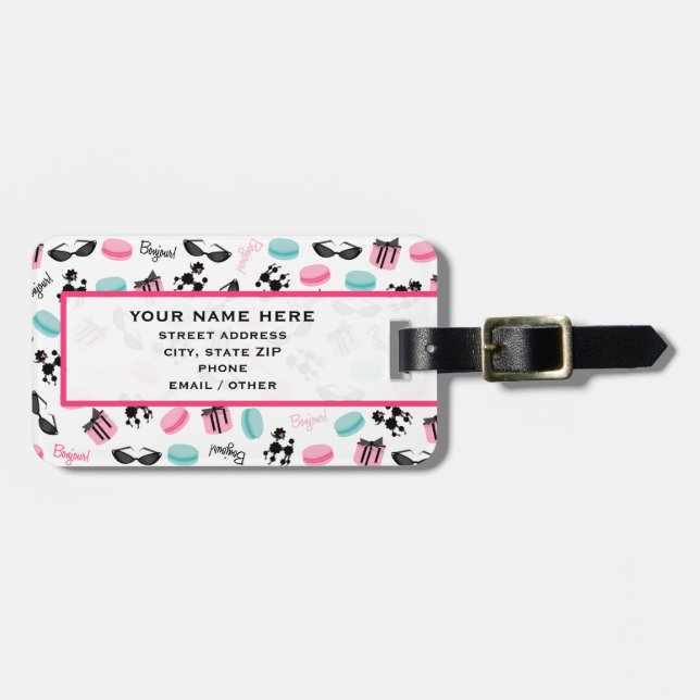 Étiquette À Bagage Étiquette orientée française de bagage (Devant horizontal)