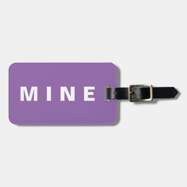Étiquette À Bagage Étiquette pourpre de bagage avec la "mine" écrite (Devant horizontal)