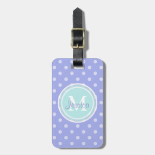 Étiquette À Bagage Étiquette pourpre de bagage de Polkadot de