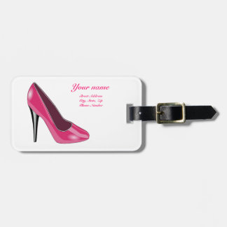 Étiquette À Bagage Étiquette rose de bagage de chaussure de talon