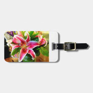 Étiquette À Bagage étiquette rose de bagage de lis d'astronome