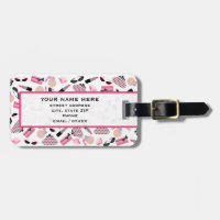 Étiquette rose Girly de bagage d'accessoires