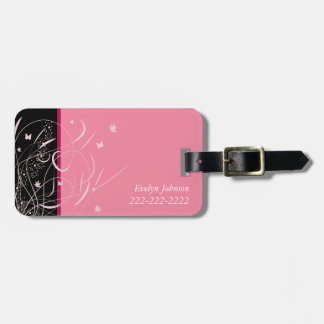 Étiquette À Bagage Étiquette rose Girly de bagage de papillons