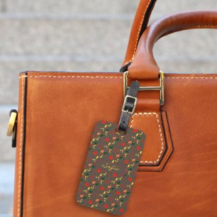 Étiquette À Bagage Étiquette rouge jaune fleur sauvage marron motif