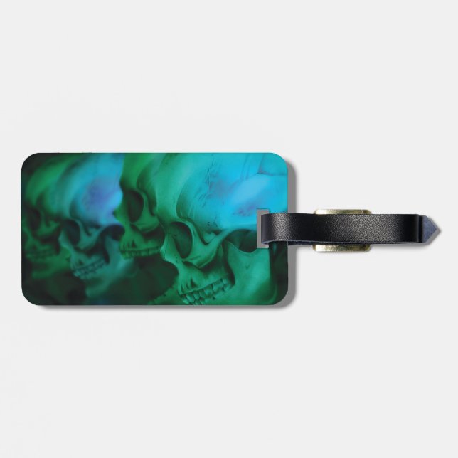 Étiquette À Bagage Étiquette toxique de bagage de 4 crânes (Dos horizontal)