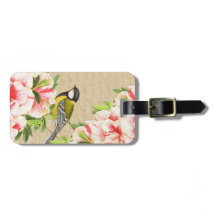 Étiquette vintage Girly de bagage avec l'oiseau et