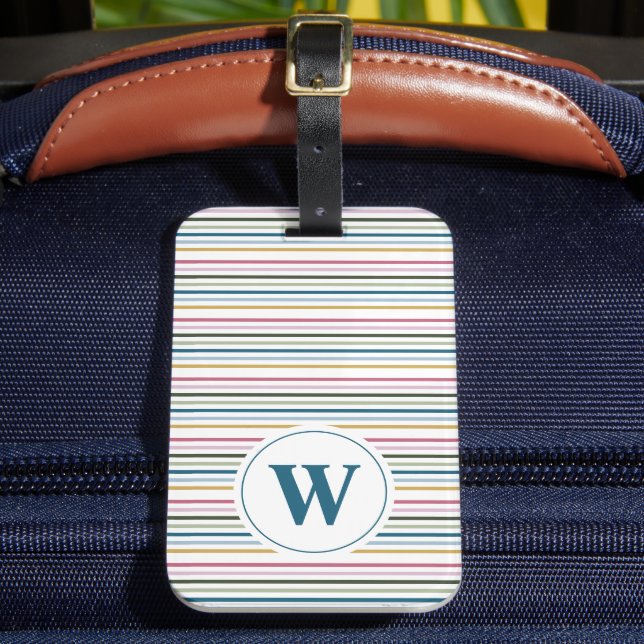 Étiquette À Bagage Étiquettes de bagages à monogramme rayures (Insitu Rectoal 2)