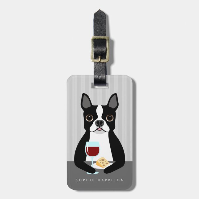 Étiquette À Bagage Étiquettes de bagages Boston Terrier (Devant Vertical)