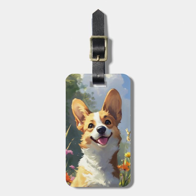 Étiquette À Bagage Étiquettes de bagages Corgi (Devant Vertical)