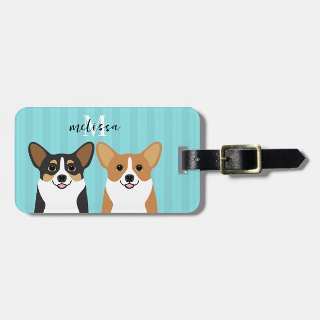 Étiquette À Bagage Étiquettes de bagages Corgi (Devant horizontal)