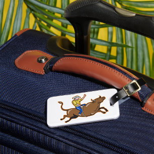 Étiquette À Bagage Étiquettes de bagages Cowboy chevauchant un taurea