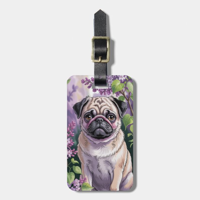 Étiquette À Bagage Étiquettes de bagages Pug (Devant Vertical)