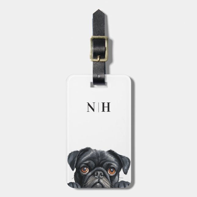 Étiquette À Bagage Étiquettes de bagages Pug (Devant Vertical)