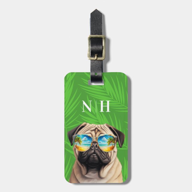 Étiquette À Bagage Étiquettes de bagages Pug (Devant Vertical)