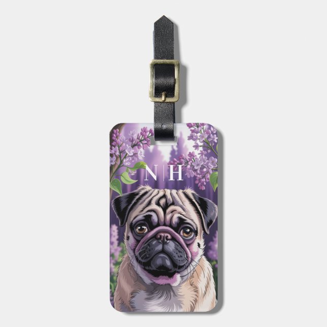 Étiquette À Bagage Étiquettes de bagages Pug (Devant Vertical)