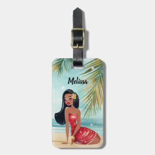 Étiquette À Bagage Étiquettes de bagages Tiki Girl Vacances tropicale