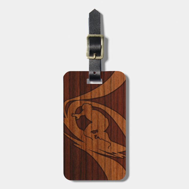 Étiquette À Bagage Étiquettes en bois de bagage de Faux hawaïen de (Devant Vertical)