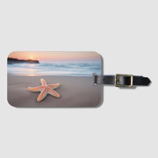 Étiquette À Bagage Étoile de mer allongée sur une plage (Devant Horizontal)