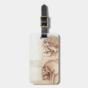 Étiquette À Bagage Études de Leonardo DA Vinci- de crâne humain