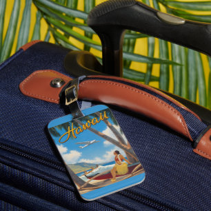 Étiquette À Bagage Évasion Aloha de la fille Hula Hawaïenne vintage p